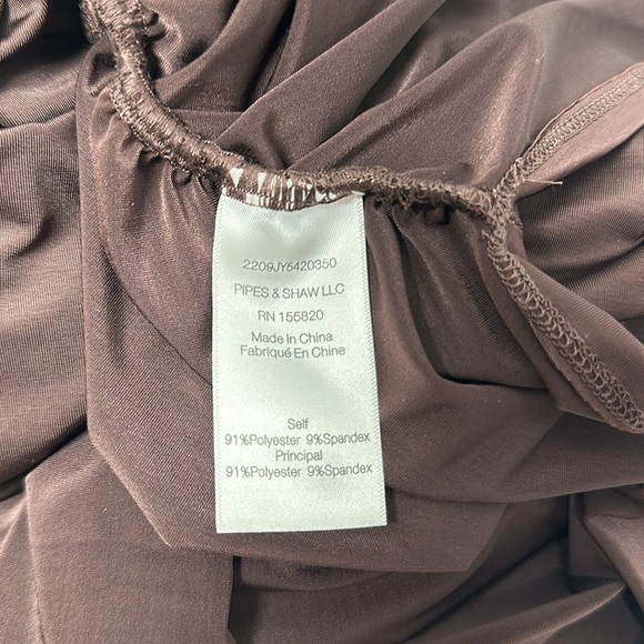 Veronica Beard Tristana Dress Asymmetrical Long Sleeve High Slit Brown Size 14 - Picture 10 of 11